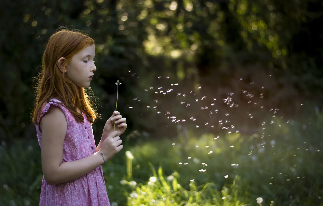 Photo wallpaper mood, dandelion, girl