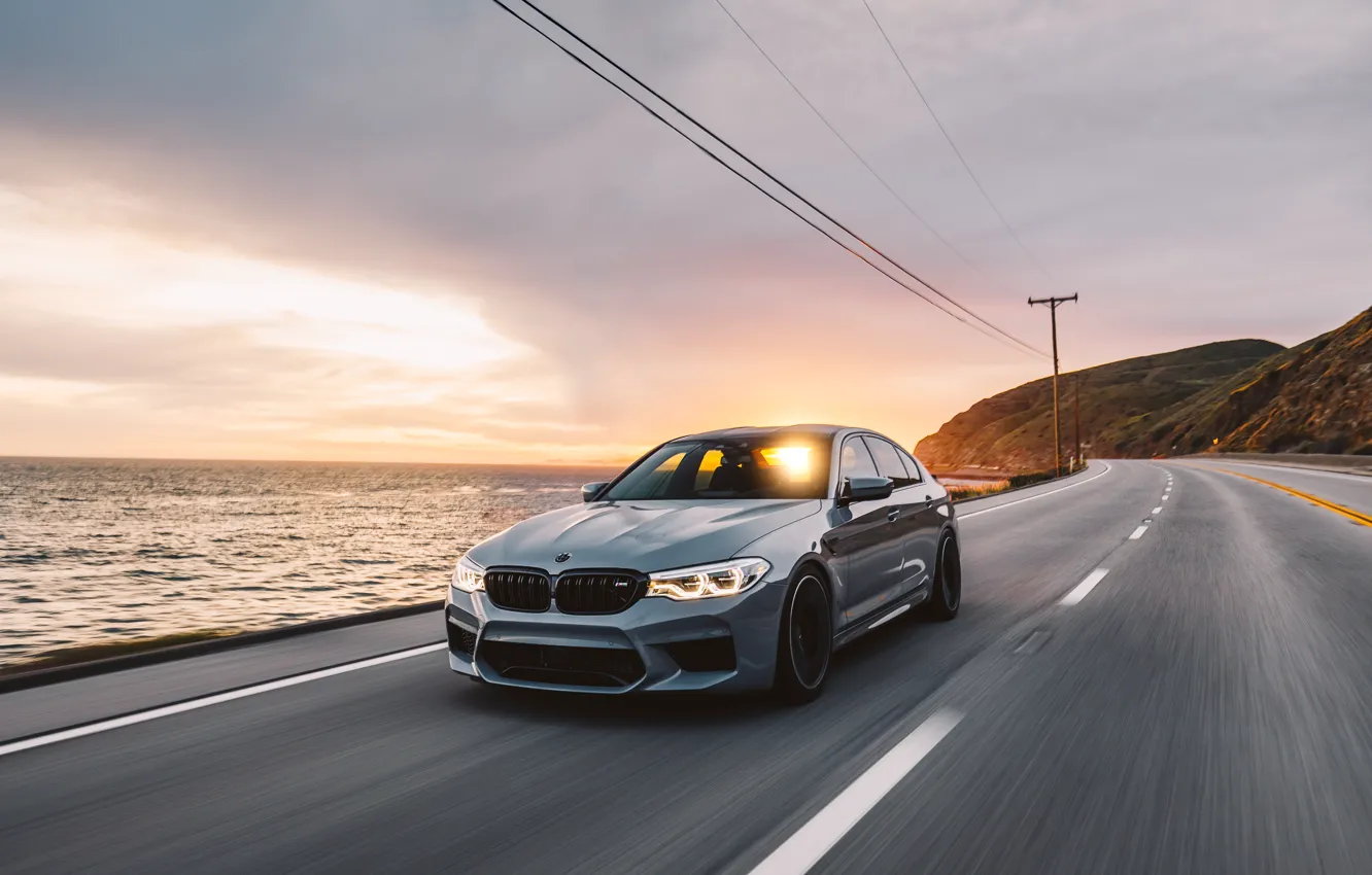 Photo wallpaper BMW, Sunset, Silver, F90