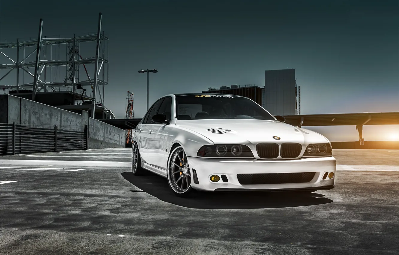 Photo wallpaper BMW, Sky, Sunset, E39, M5