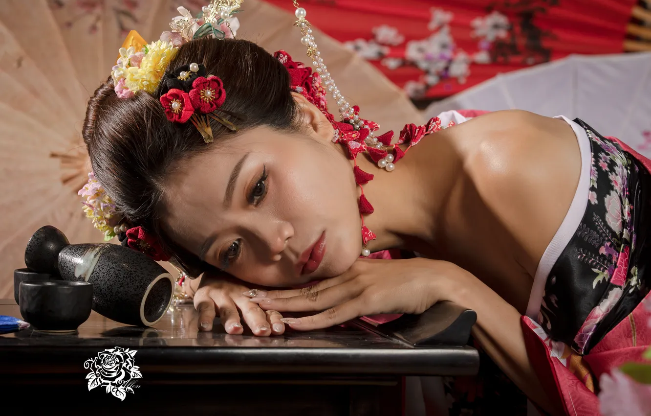 Photo wallpaper girl, kimono, Asian