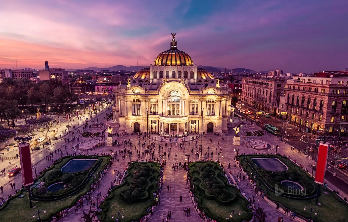 Photo wallpaper lights, area, Mexico, Palace of fine arts, Opera house, Mexico city