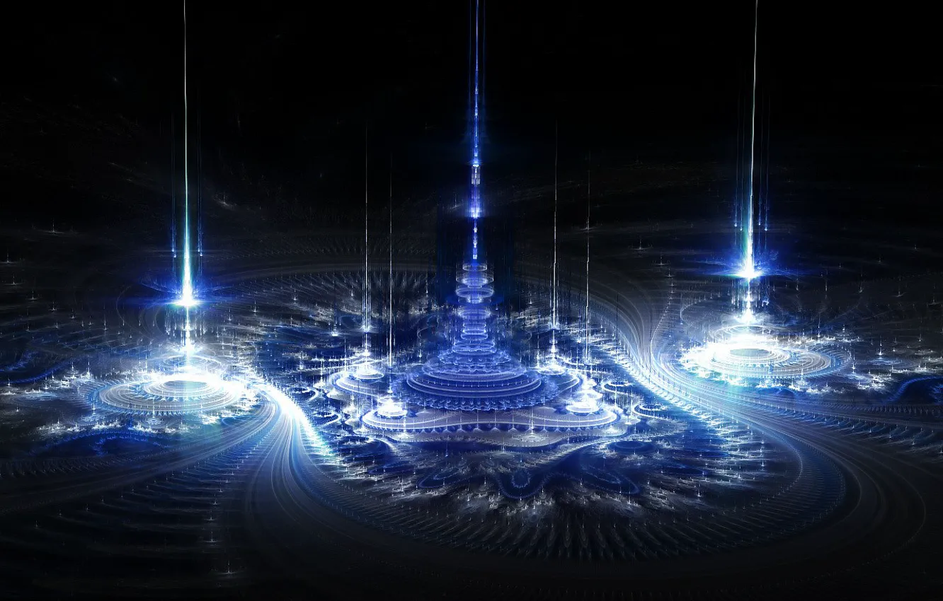 Photo wallpaper blue, black, fractal
