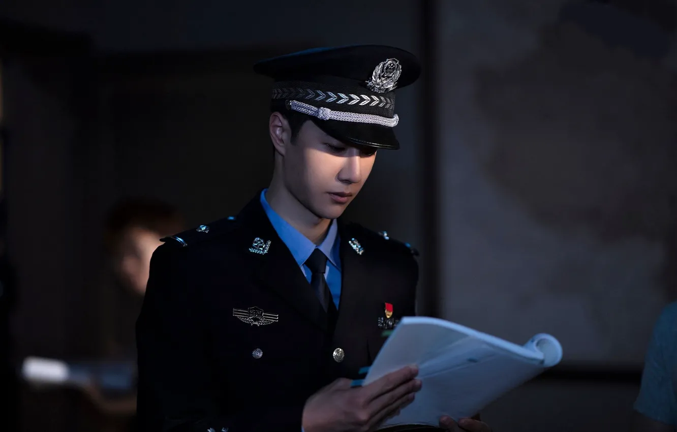 Photo wallpaper China, form, cap, police, 2022, Wang Yibo, Van Ibo, Being a Hero