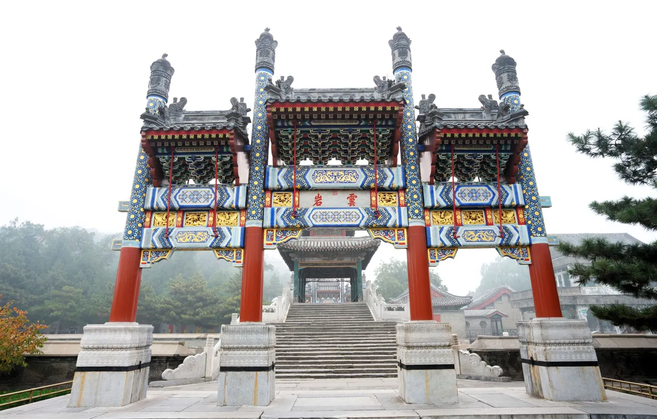 Photo wallpaper Park, ladder, China, stage, architecture, the gates, structure, Palace