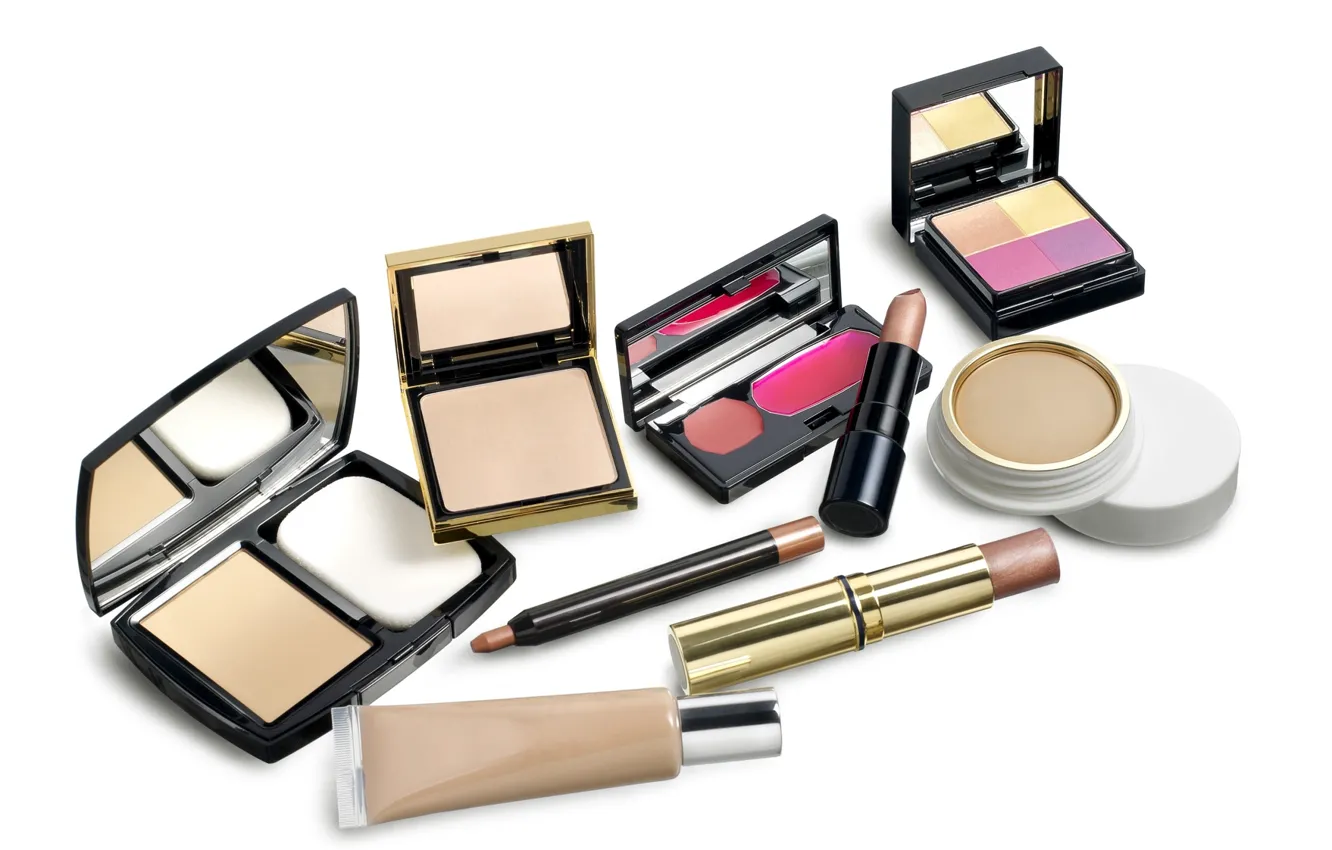 Photo wallpaper cosmetics, white background, cosmetics