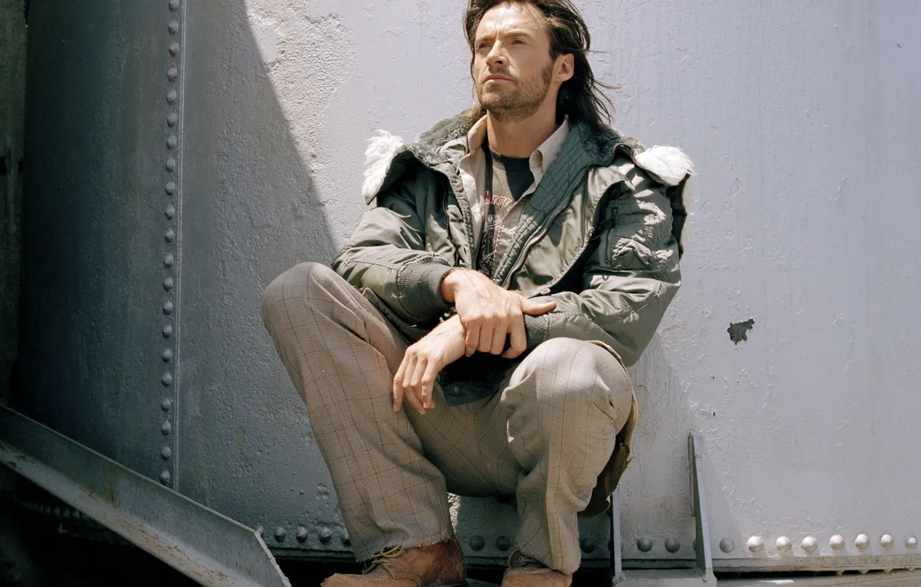 Photo wallpaper hair, shoes, jacket, actor, male, Hugh Jackman, hugh jackman