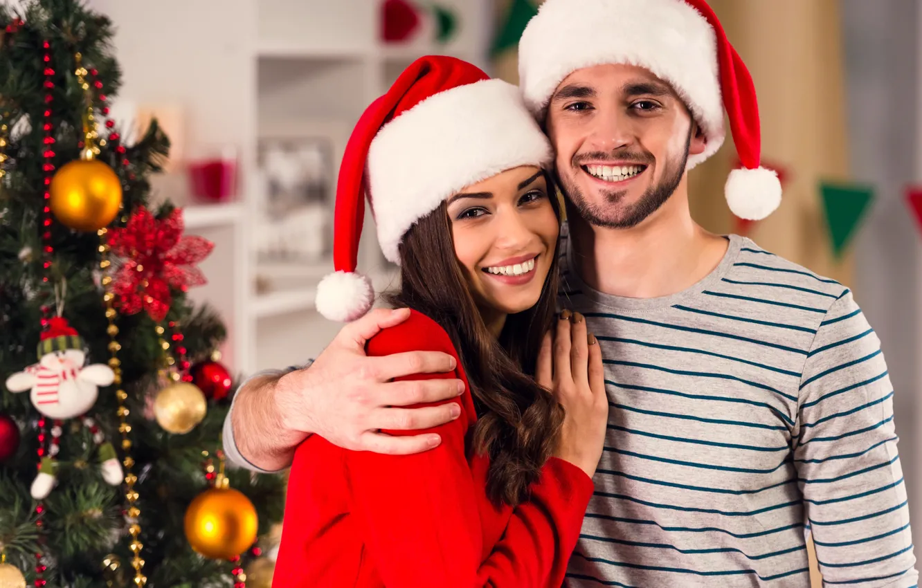 Photo wallpaper girl, decoration, joy, happiness, smile, mood, holiday, hat