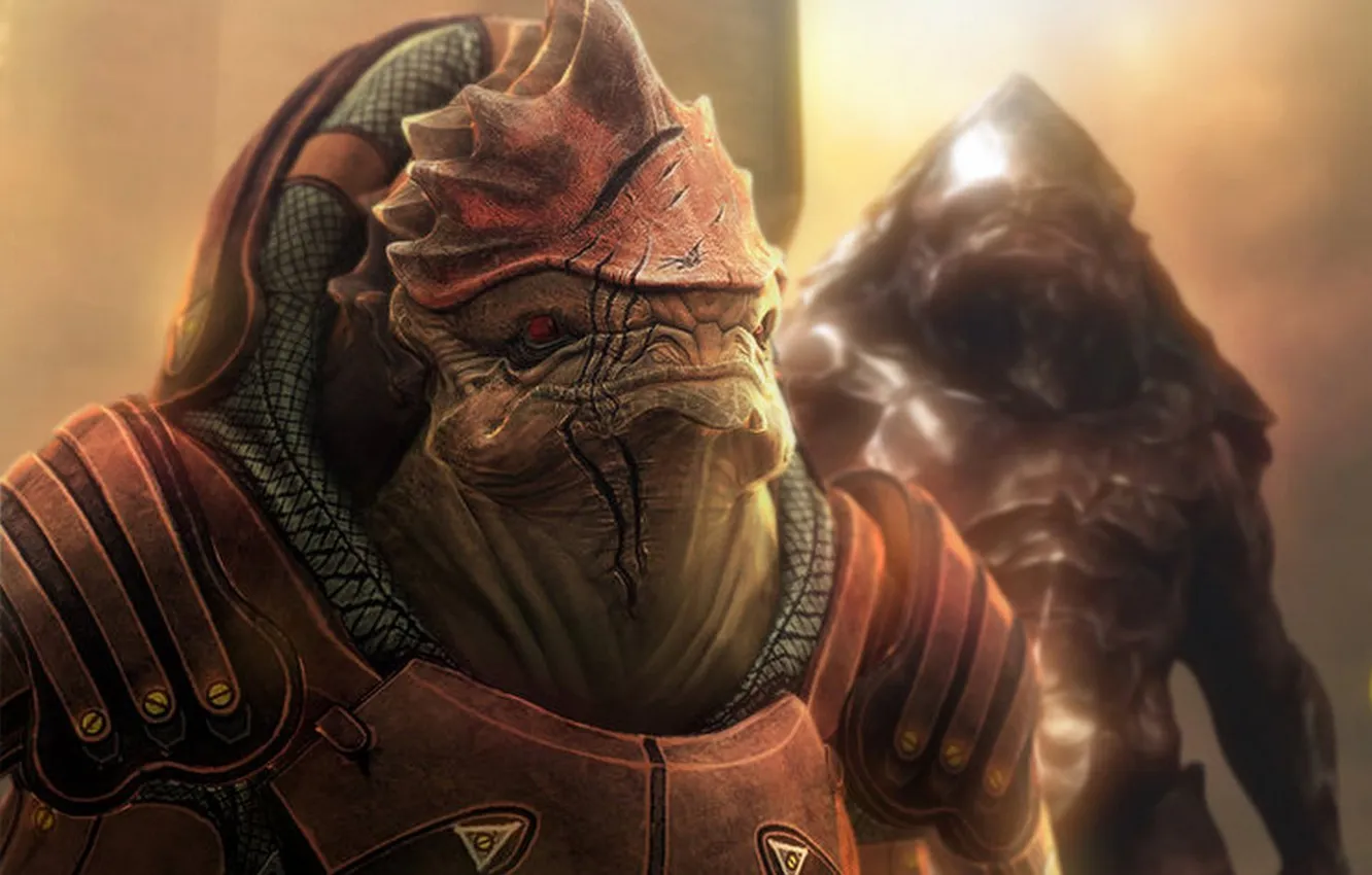 Photo wallpaper mass effect, art, krogan, fan, Urdnot Wrex