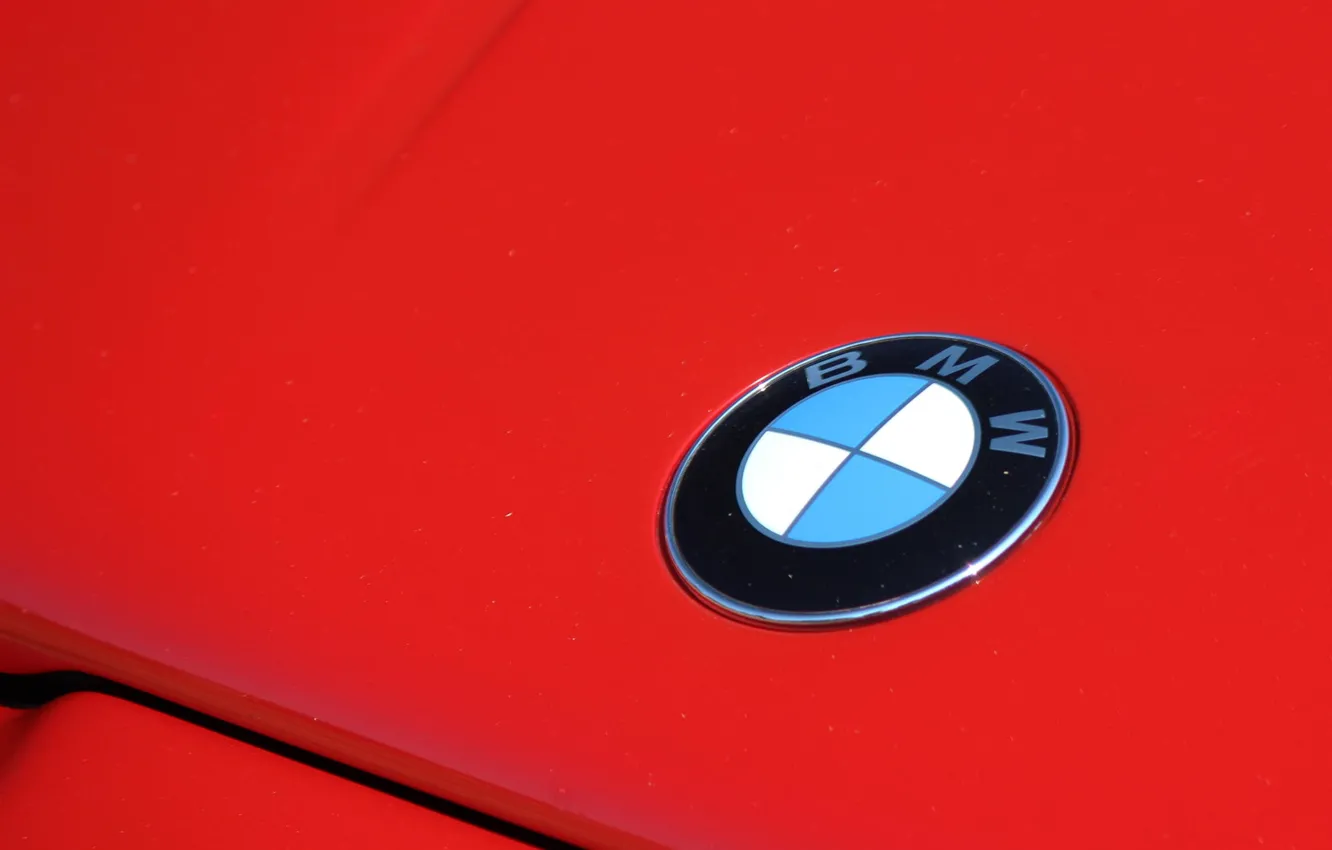 Photo wallpaper BMW, red, badge