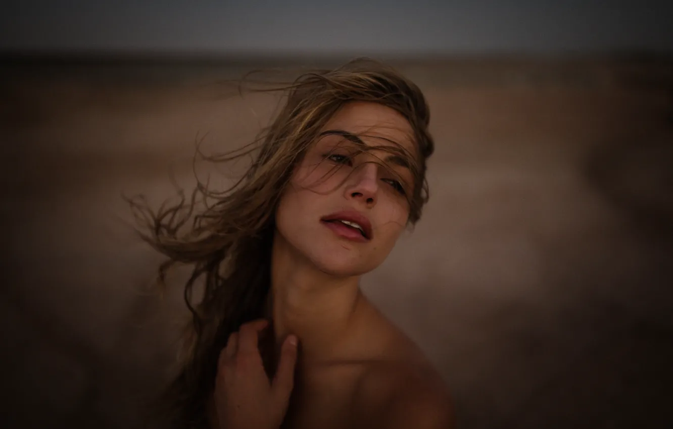 Photo wallpaper girl, face, the wind, model, hair, Charlotte