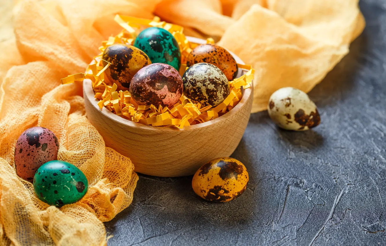 Photo wallpaper Easter, basket, spring, Easter, eggs, decoration, Happy, the painted eggs