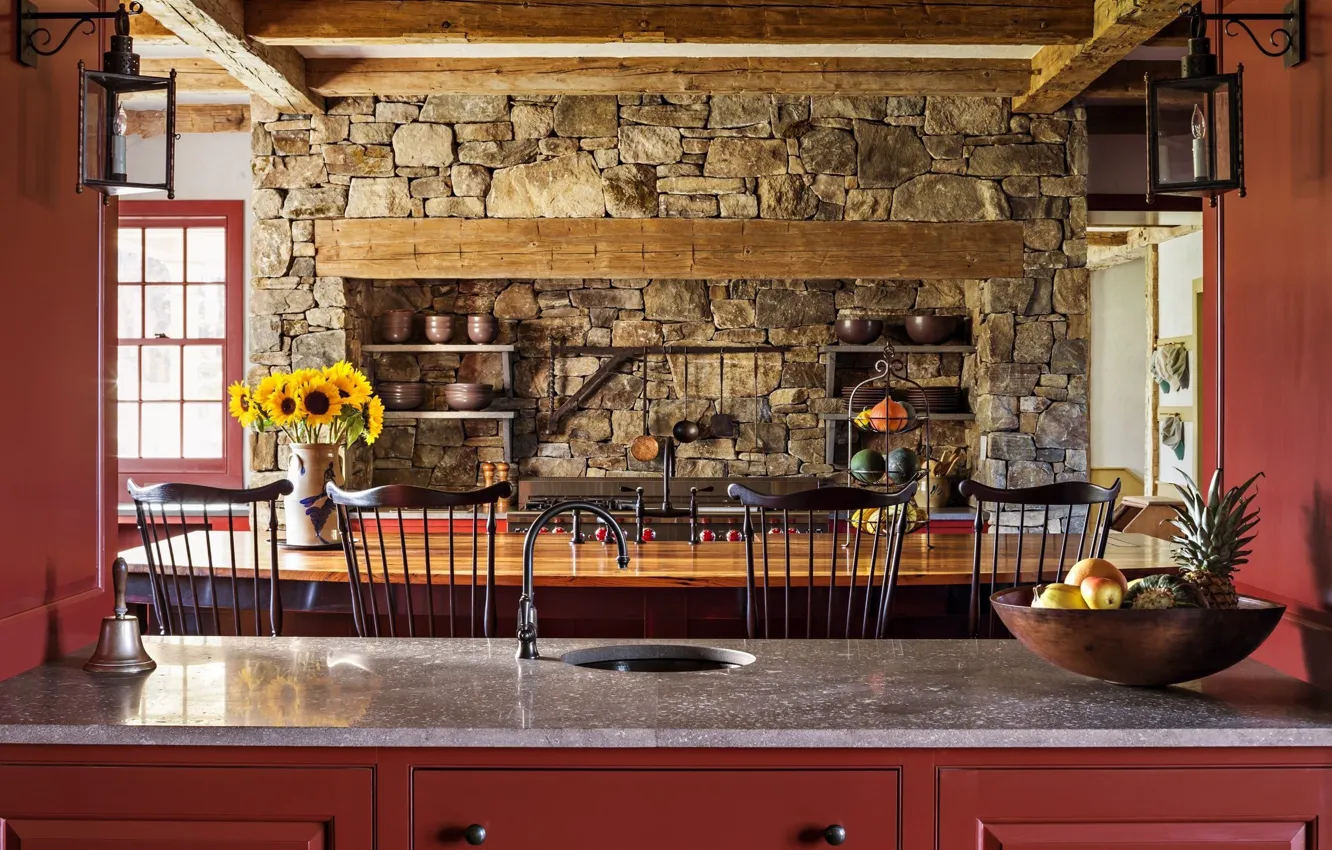 Photo wallpaper design, style, interior, kitchen, Connecticut, Connecticut, a new rustic aesthetic, hand-forged iron