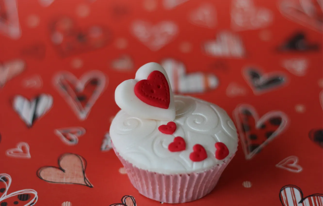 Photo wallpaper red, mood, heart, food, hearts, cake, dessert, sweet