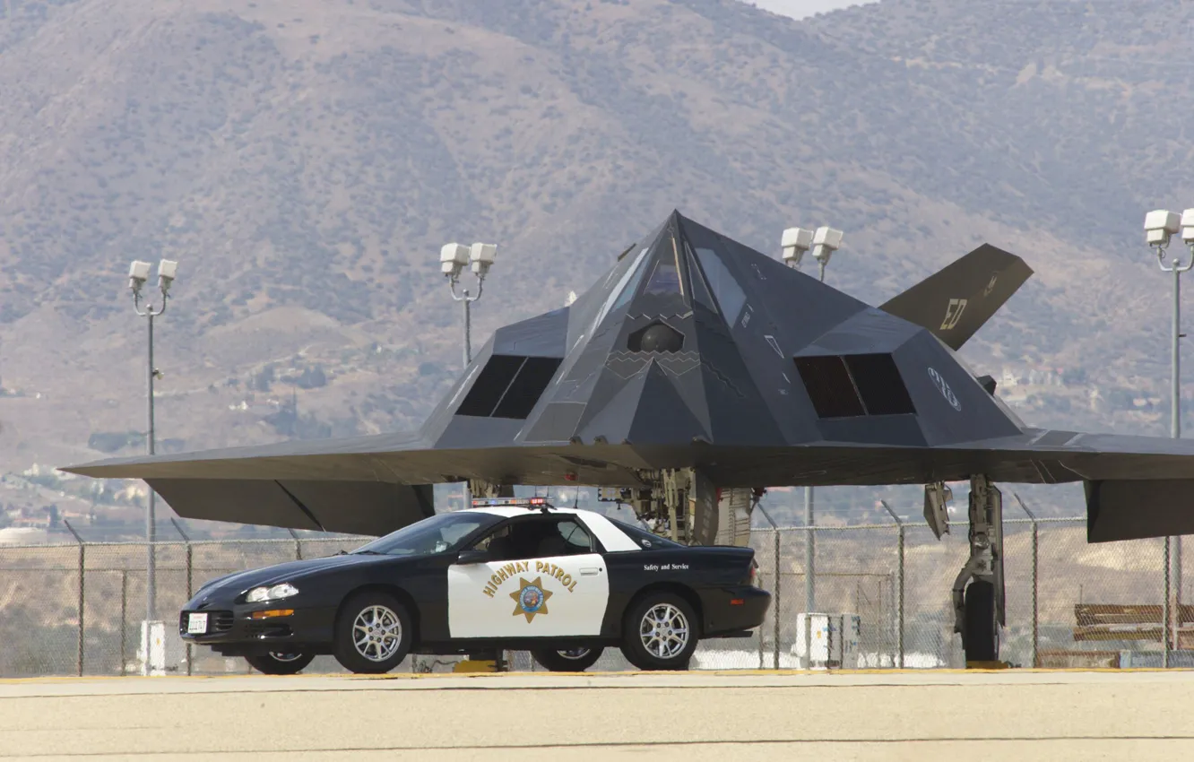 Photo wallpaper mountains, airbase, military patrol, STEALTH