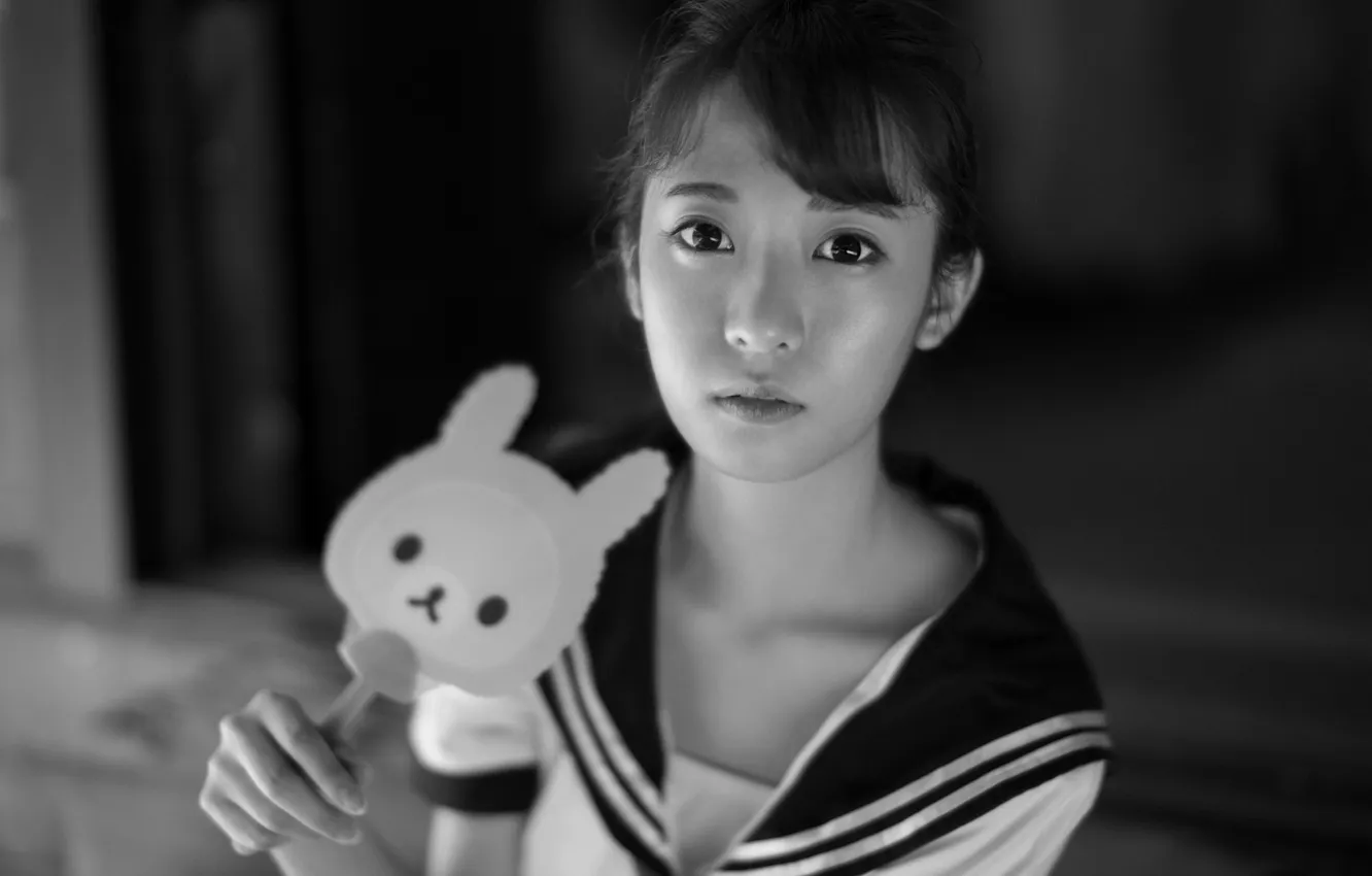 Photo wallpaper girl, brunette, Asian, bangs