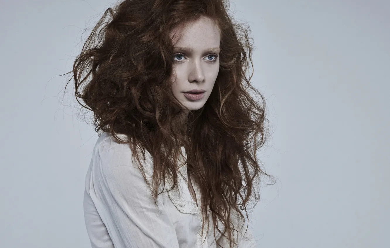 Photo wallpaper girl, hair, portrait, red