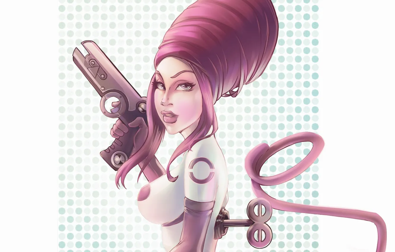 Photo wallpaper gun, doll, art, hairstyle