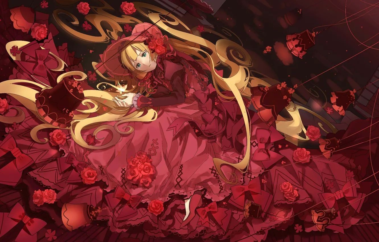Photo wallpaper girl, anime, red dress, gosick