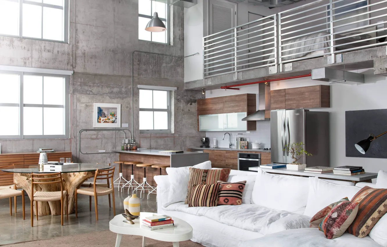 Photo wallpaper style, interior, kitchen, dining room, Design Loft in Miami Shores