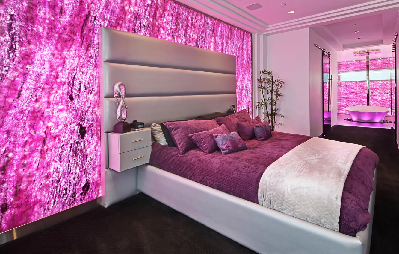 Photo wallpaper design, room, Villa, interior, pink, design, bedroom, interior