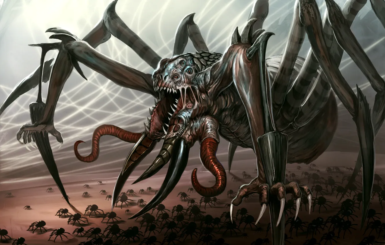 Photo wallpaper monster, web, spider, fantasy