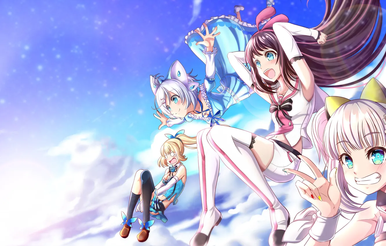 Photo wallpaper the sky, jump, girl