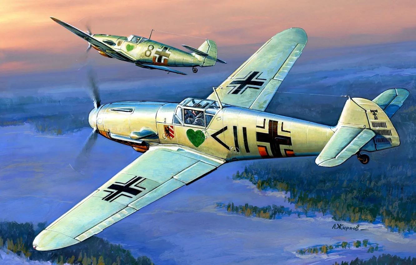 Photo wallpaper the plane, figure, the second world, Me-109, Air force, Luftwaffe, Messerschmitt, Bf -109F2
