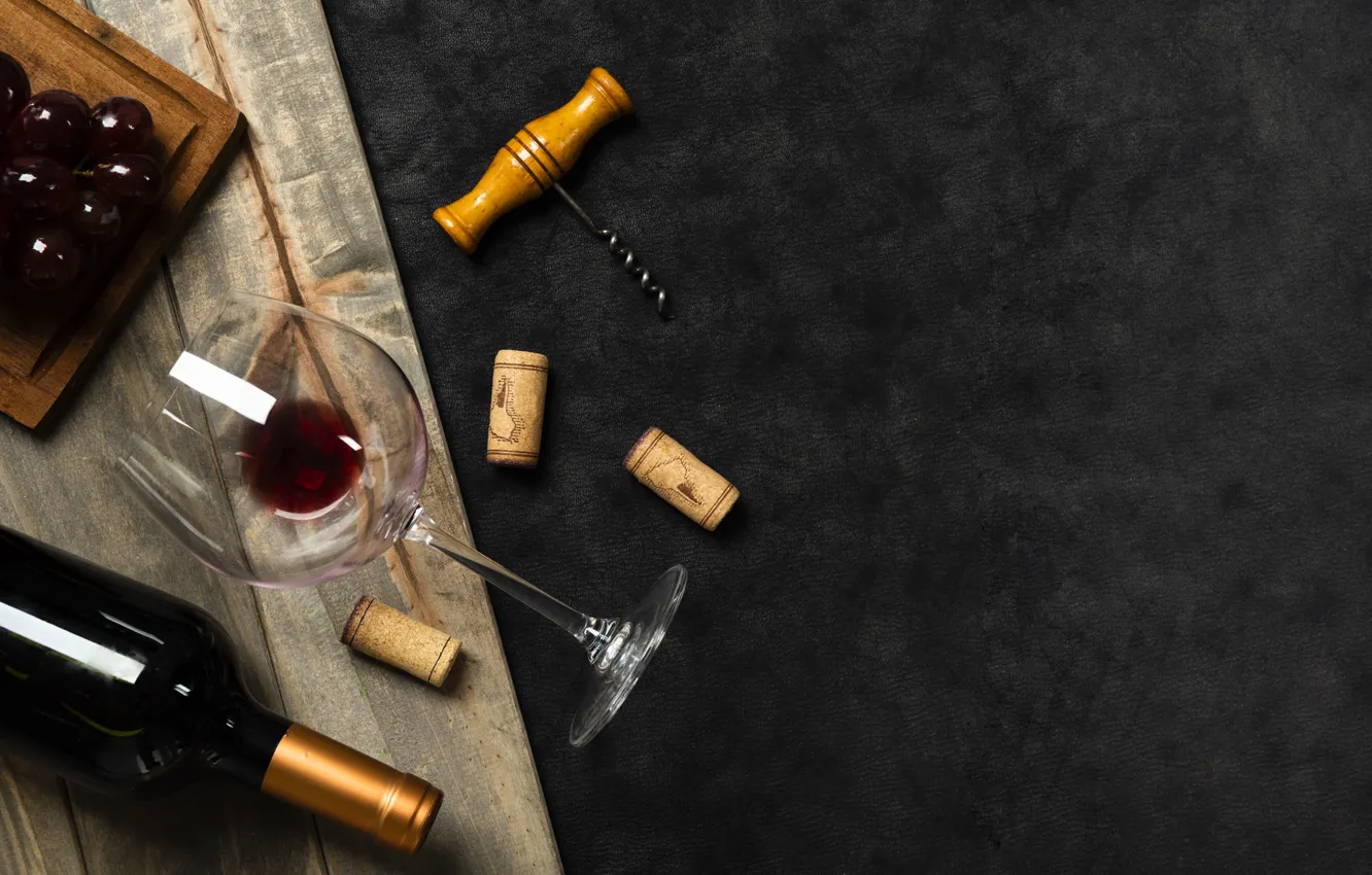 Photo wallpaper wine, glasses, grapes, tube, bottle