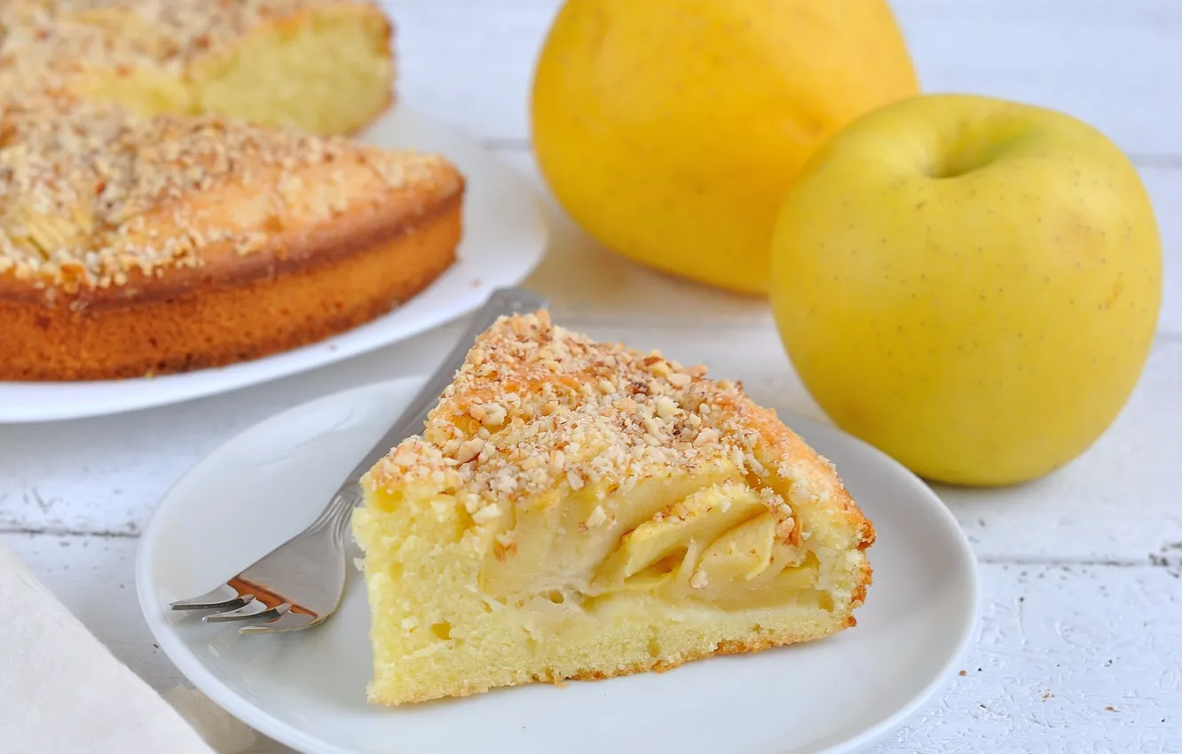 Photo wallpaper apples, plate, pie, plug, cakes, filling