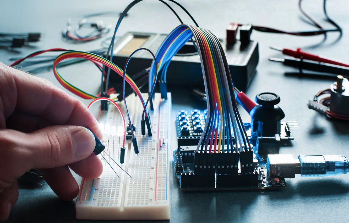 Photo wallpaper engineer, technician, electronics, components