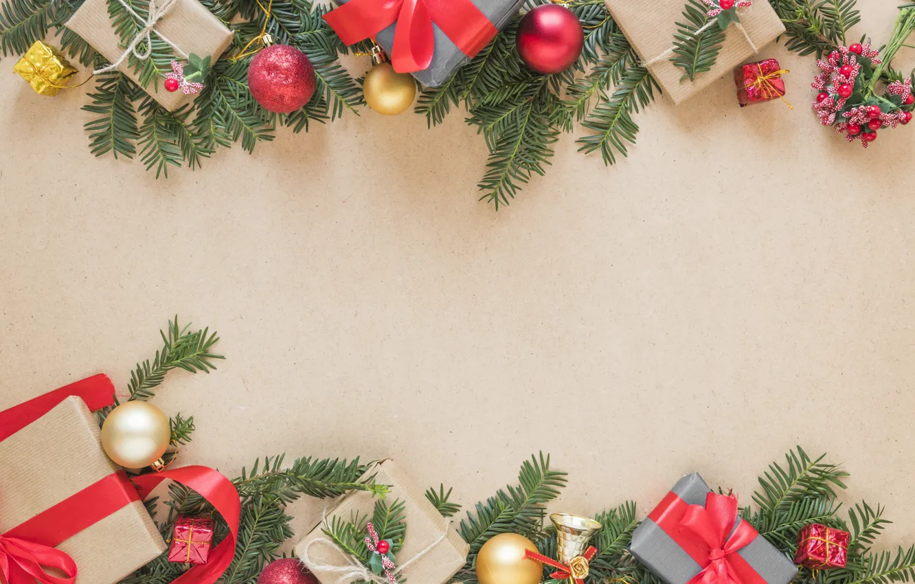 Photo wallpaper decoration, gift, new year, Christmas, Christmas, New Year, gift, decoration