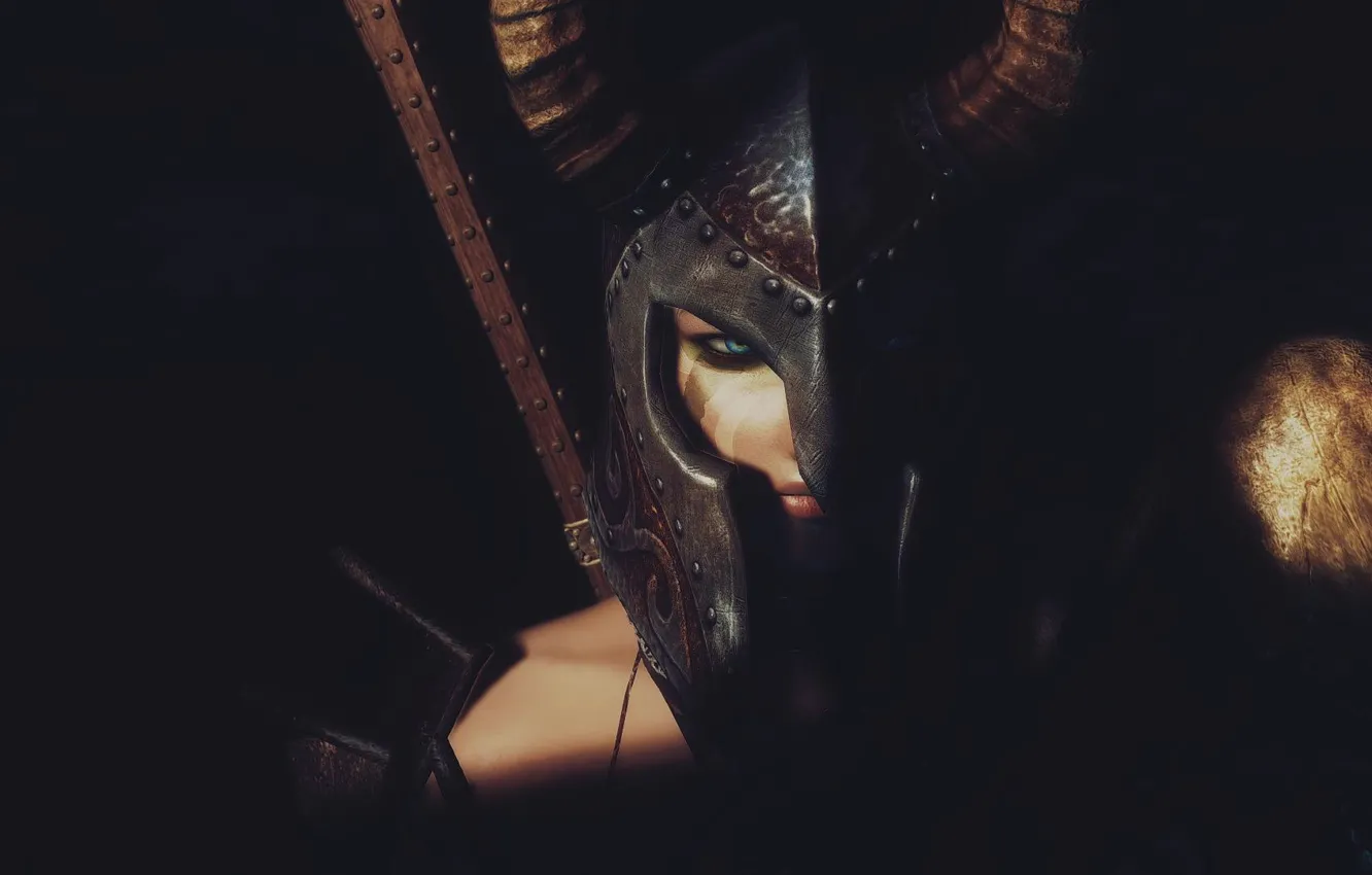 Photo wallpaper girl, rendering, background, warrior, helmet