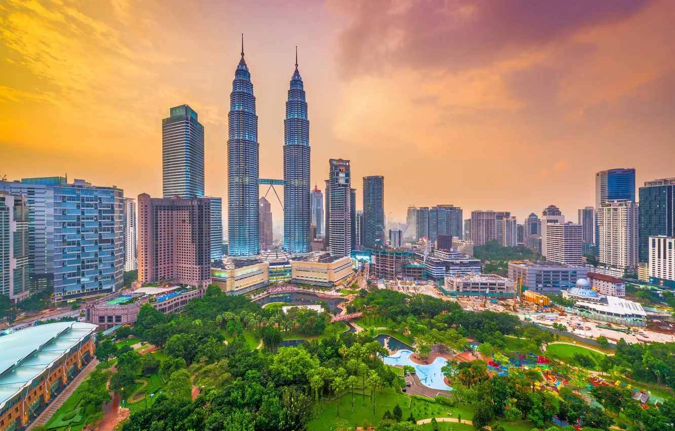 Photo wallpaper Kuala Lumpur, Financial District, famous, klcc, Landmark, high rises