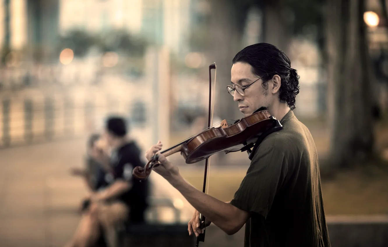 Photo wallpaper music, street, violin