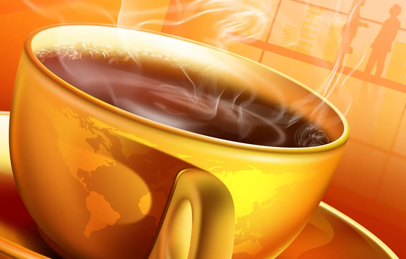 Photo wallpaper coffee, hot, morning, Cup
