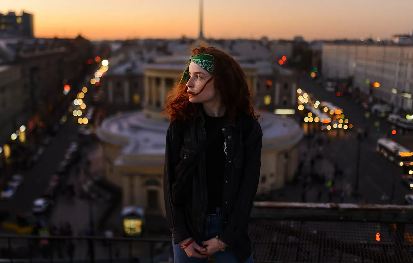 Photo wallpaper the city, freckles, profile, Aleks Five