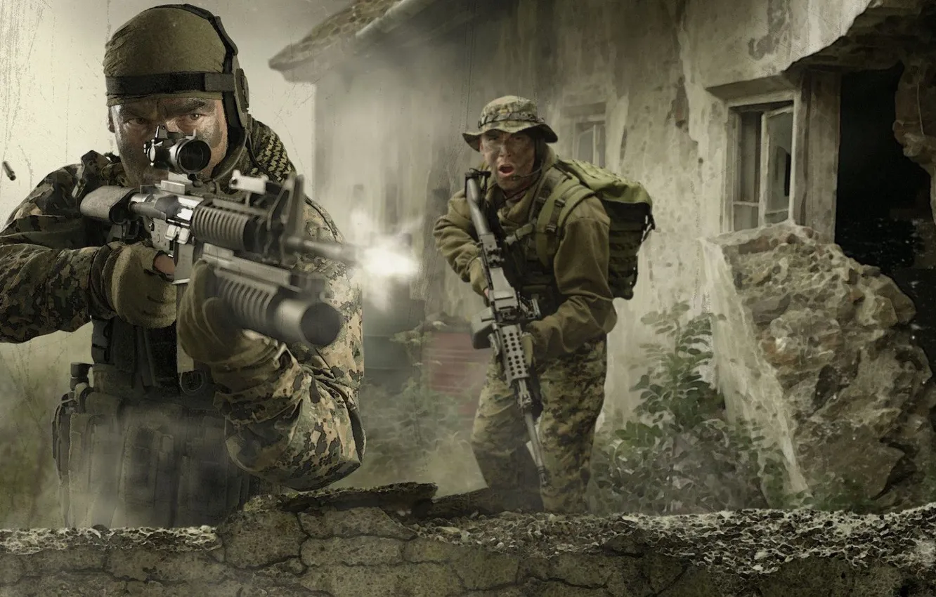 Photo wallpaper gun, soldier, weapon, war, Charger, man, rifle, ARMA