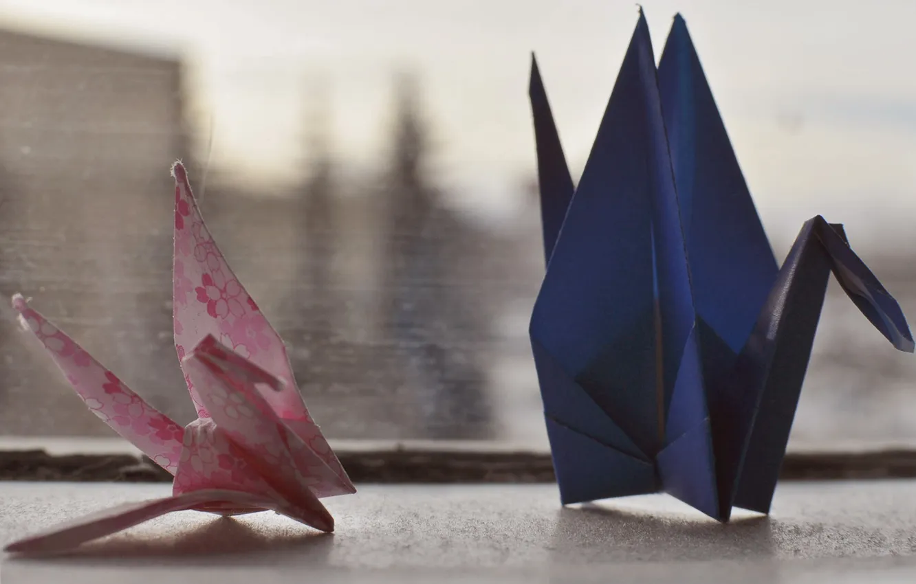 Photo wallpaper birds, paper, birds, origami
