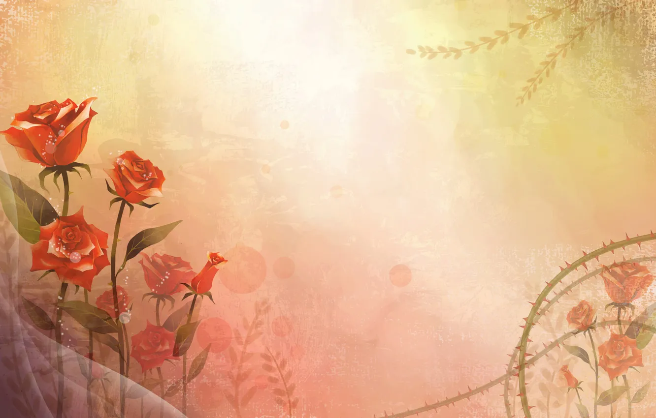 Photo wallpaper flowers, style, vector, roses, vector, art, art, flowers