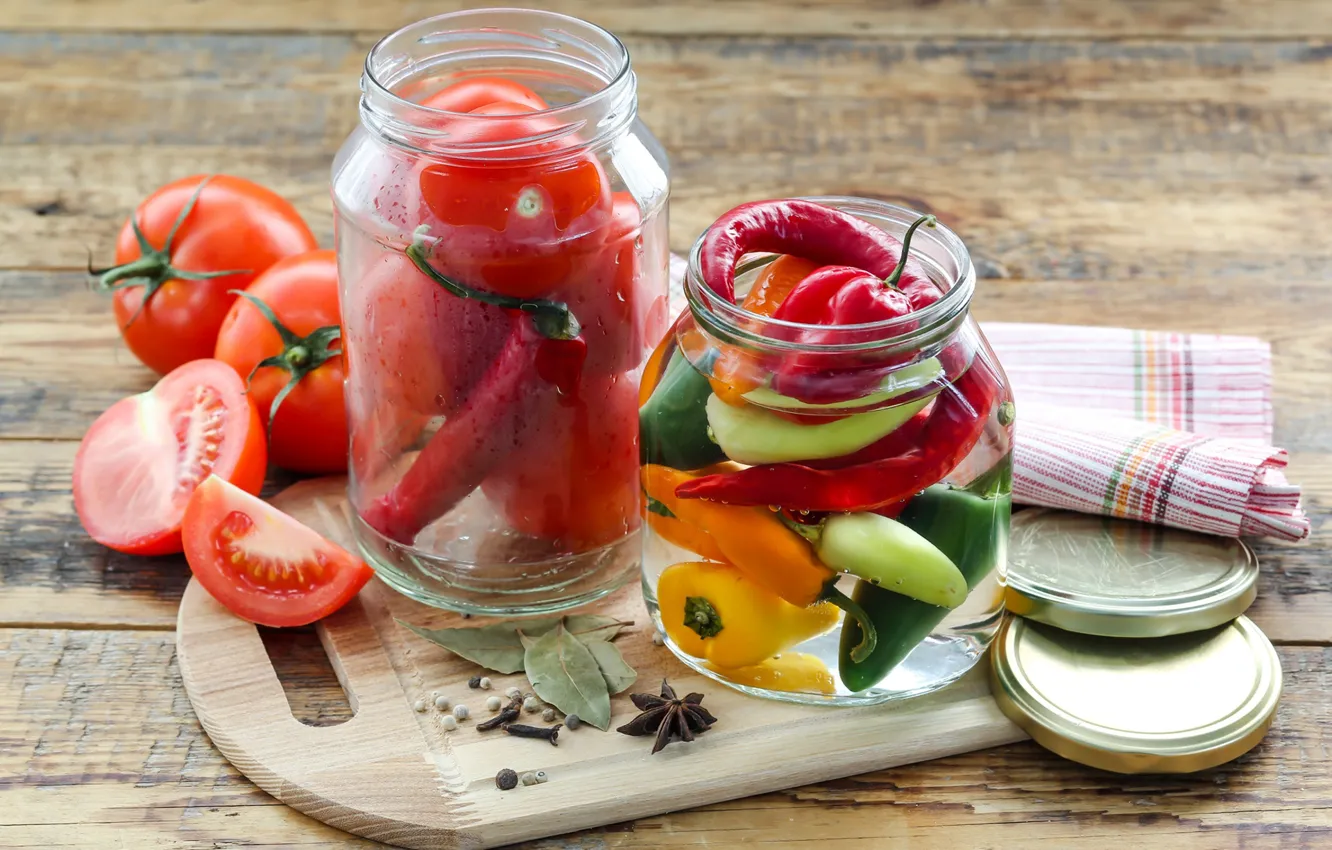 Photo wallpaper Bank, pepper, vegetables, tomatoes