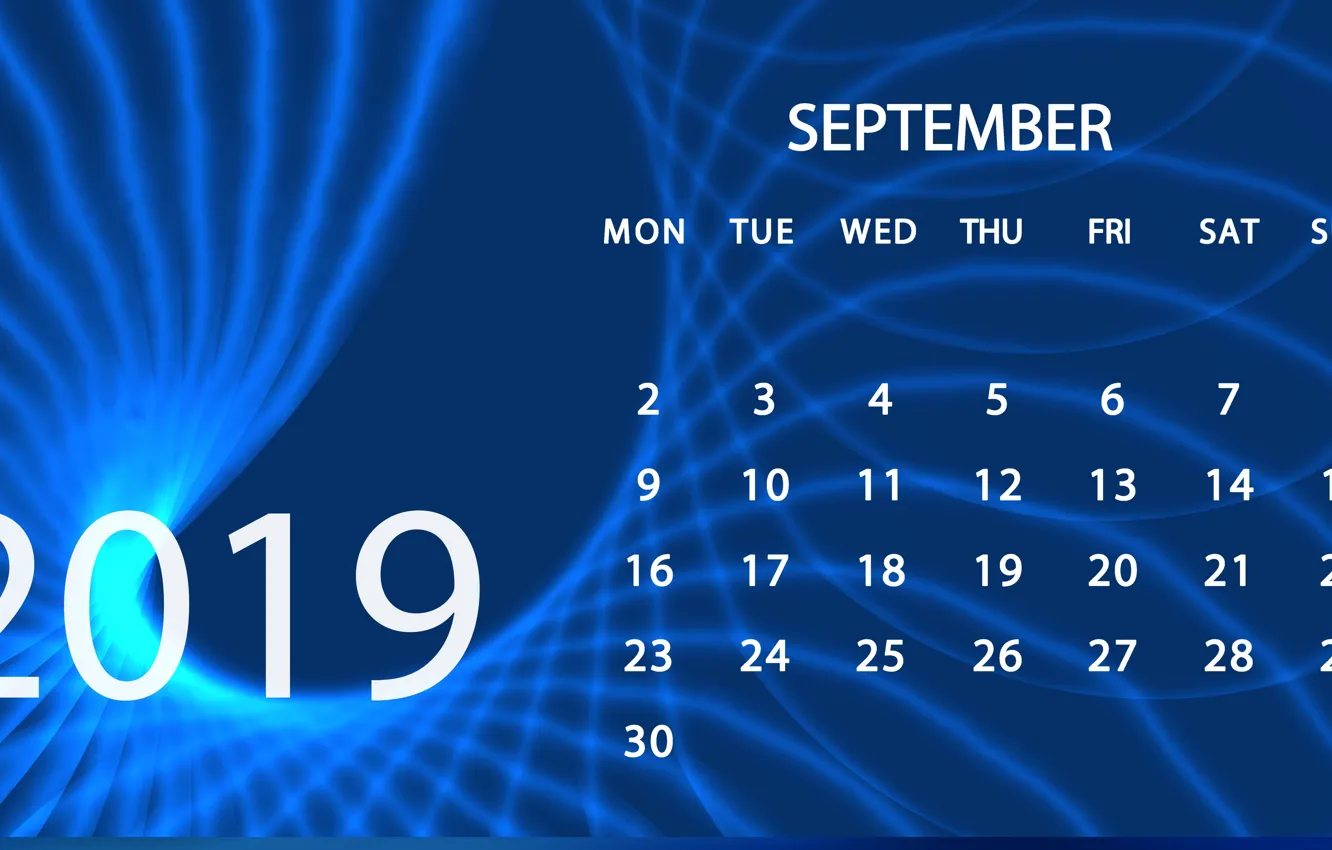 Photo wallpaper calendar, September, 2019