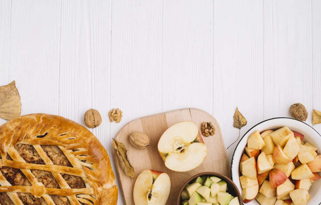 Photo wallpaper apples, pie, Charlotte