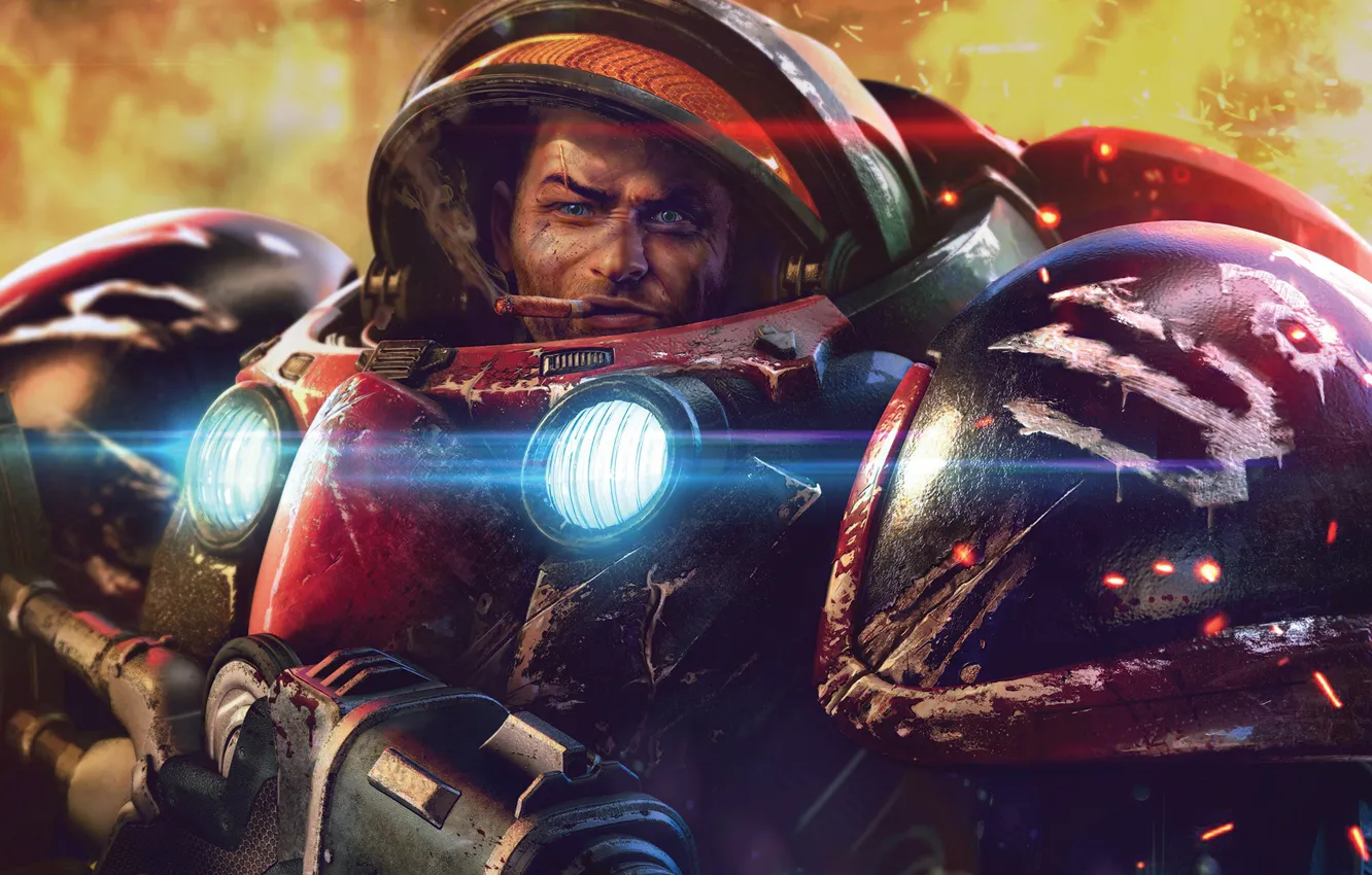 Photo wallpaper the suit, starcraft, StarCraft, strategy, marine, remastered, marrine