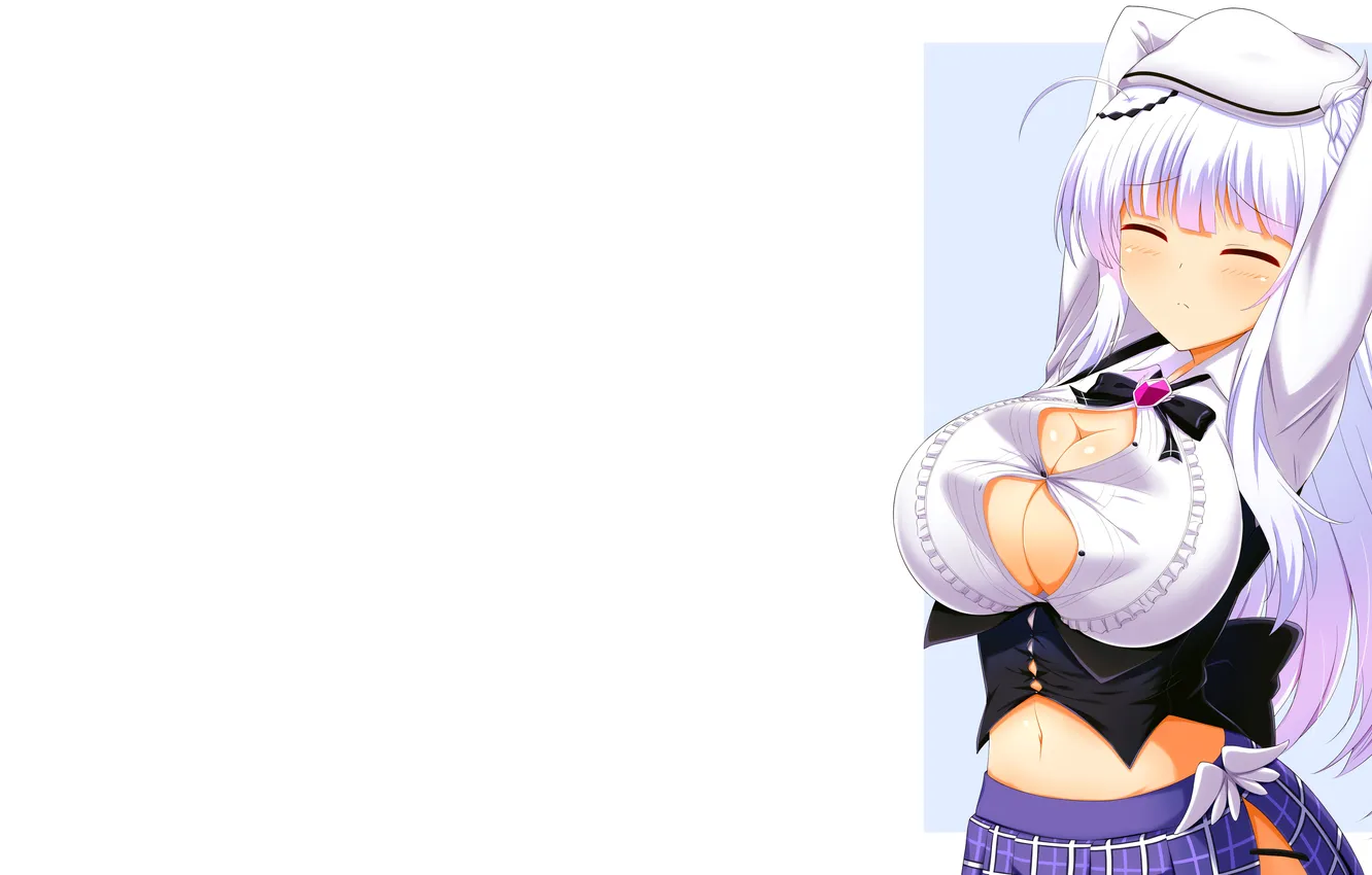 Photo wallpaper girl, sexy, cleavage, thighhighs, long hair, boobs, anime, beautiful