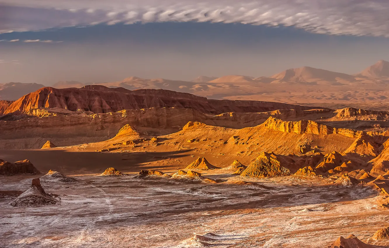 Photo wallpaper the sky, clouds, snow, sunset, mountains