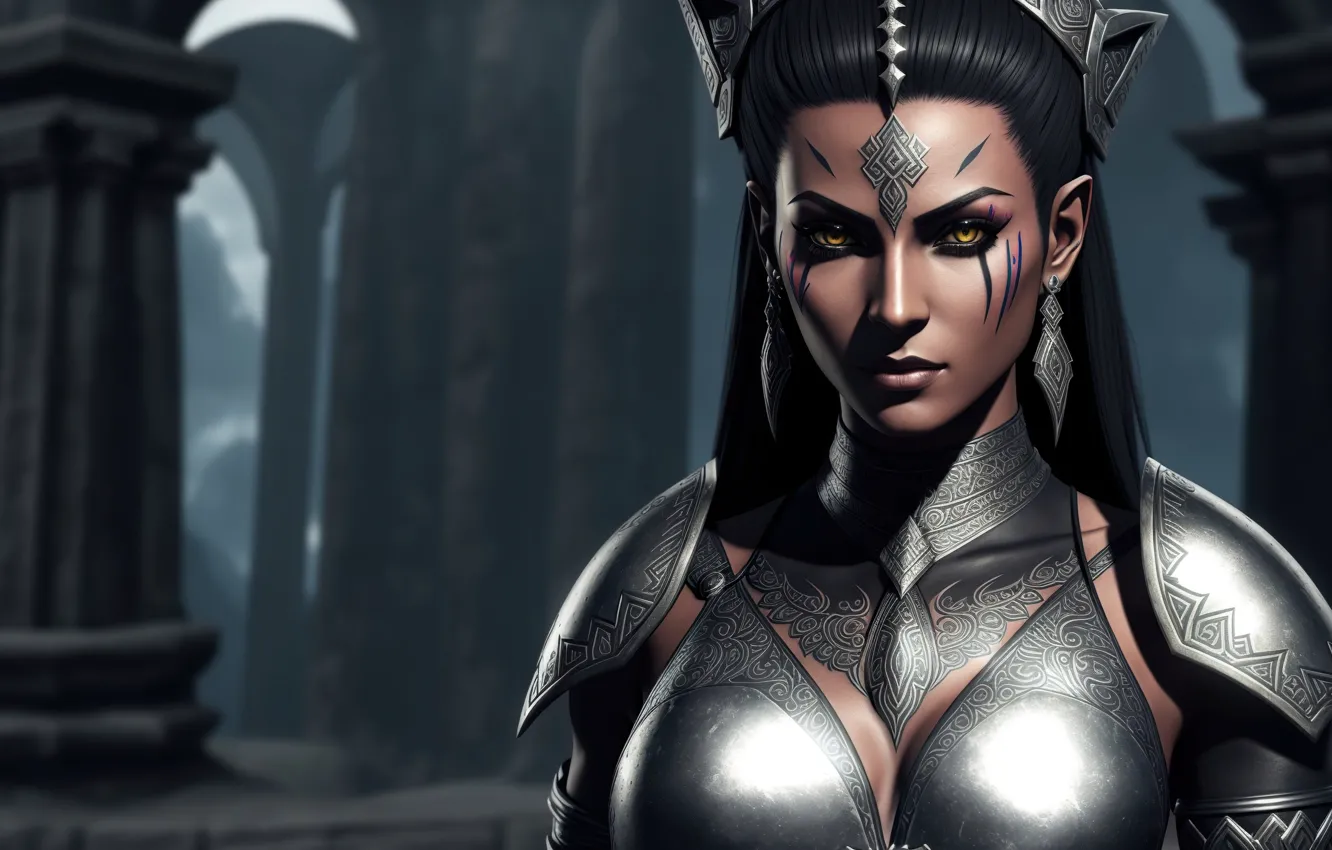 Photo wallpaper girl, fantasy, armor, art, Amazon warrior, Stable Diffusion, Neuronet, AI Art