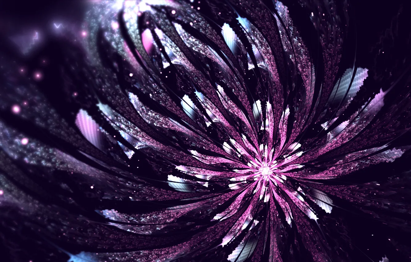 Photo wallpaper flower, digital, glow, abstraction, purple, fractal