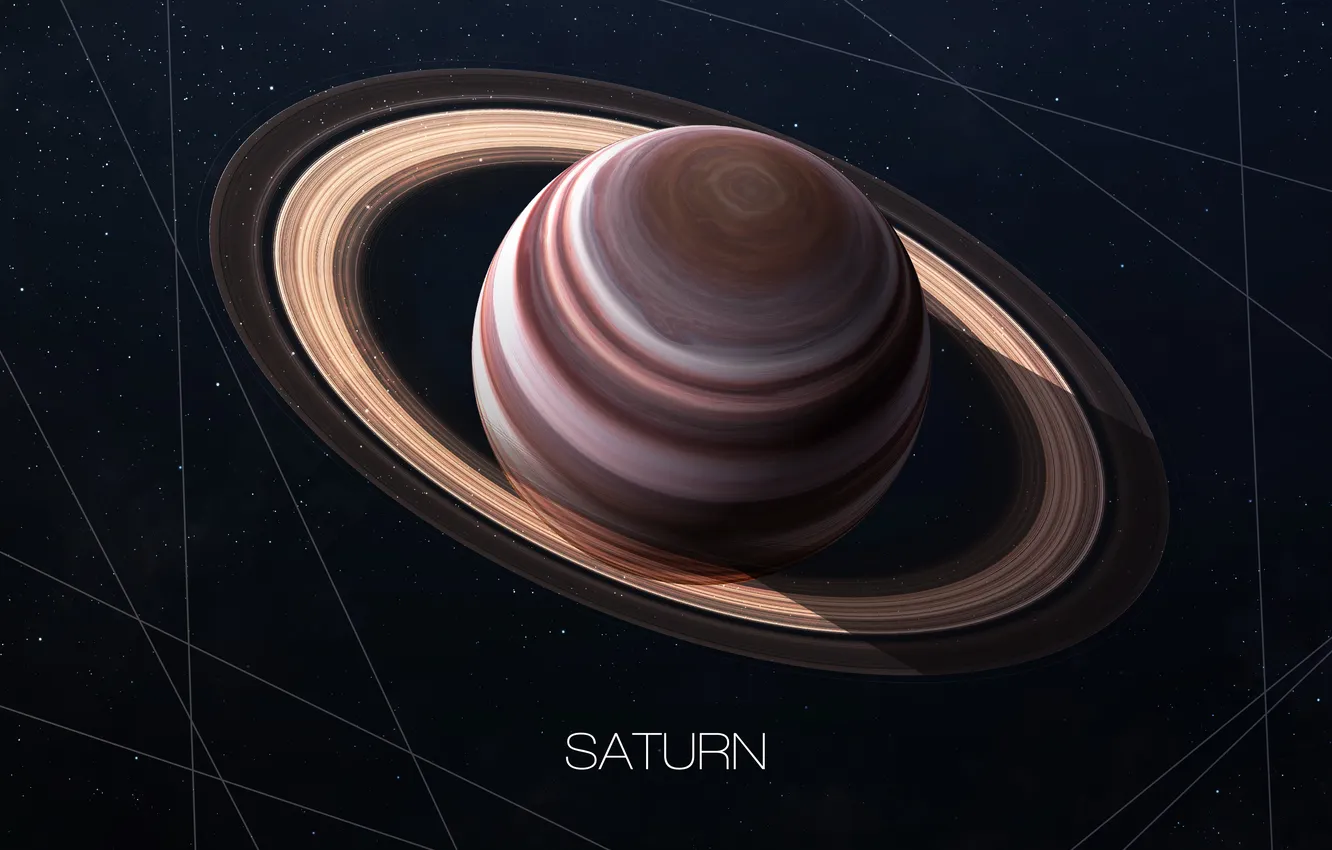 Photo wallpaper Saturn, sky, sci-fi, planets, satellite, science, outer, orbit