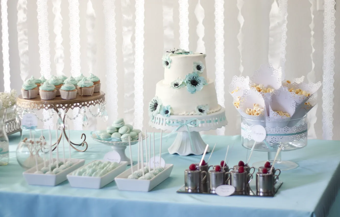 Photo wallpaper holiday, cake, dessert, wedding, sweet, cupcakes