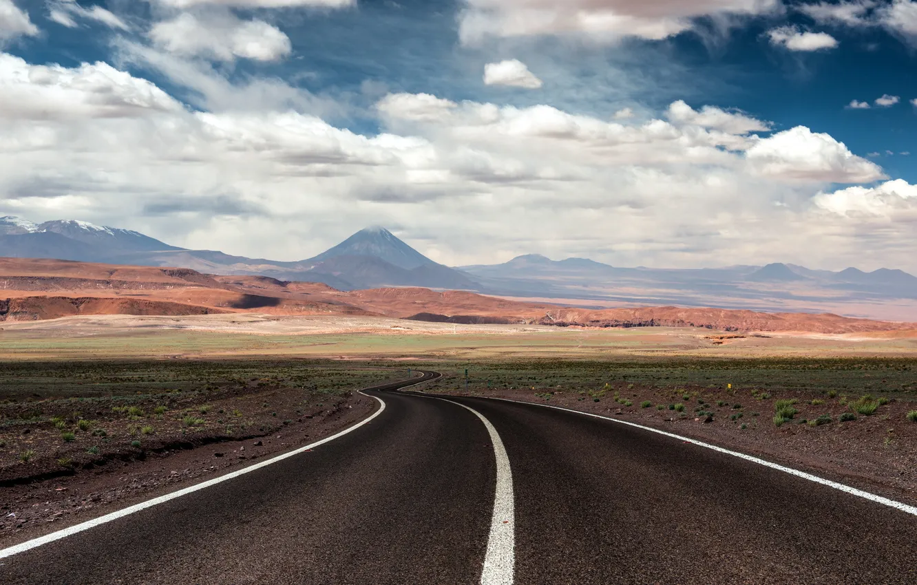 Photo wallpaper road, landscape, mountains